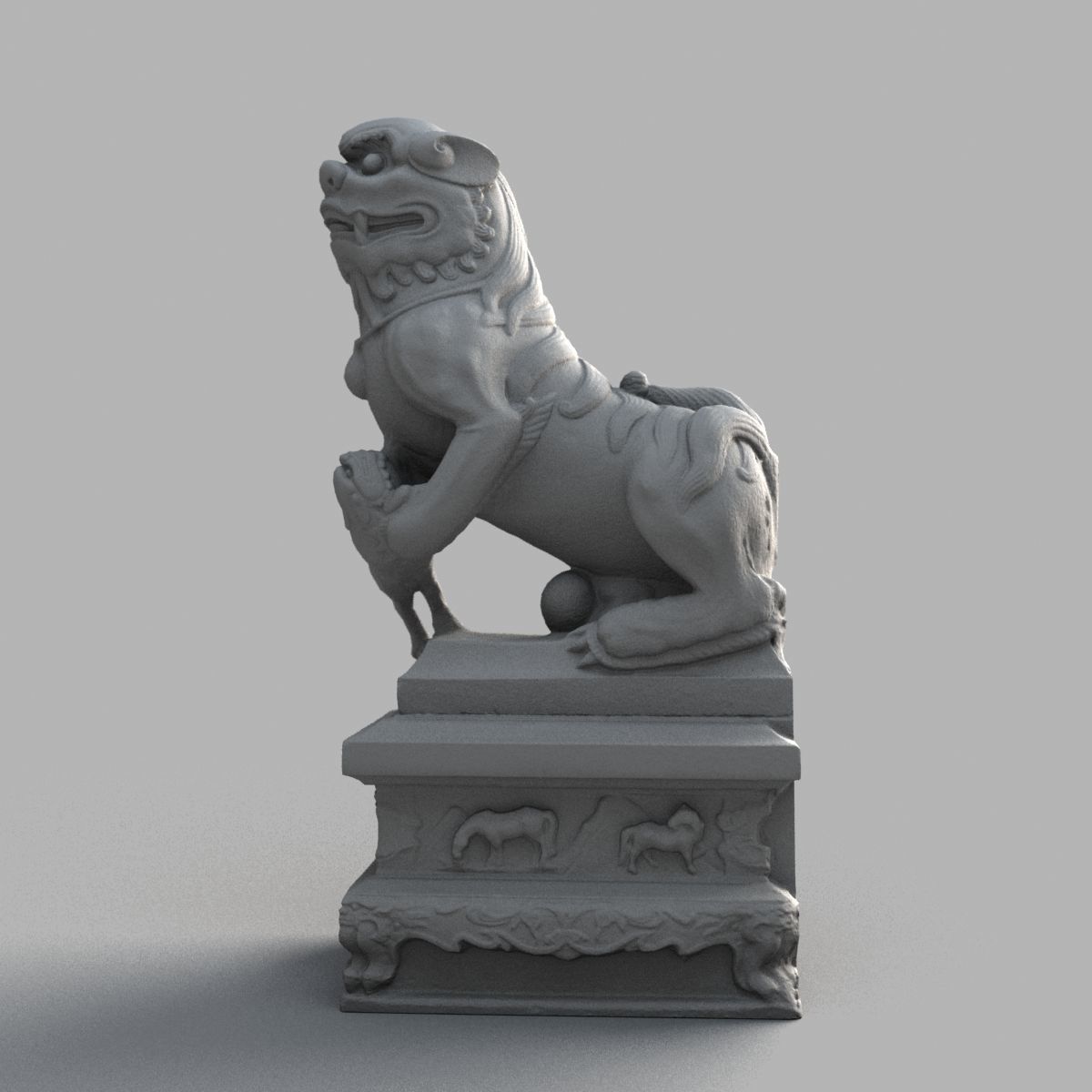 Lion-statue-013F chinese lion statue - chinese lion statue Low-poly 3D model_11