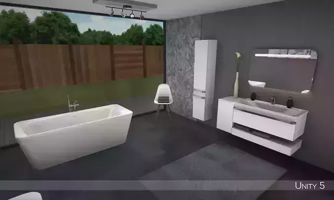 Modern bathroom 3 Low-poly 3D model