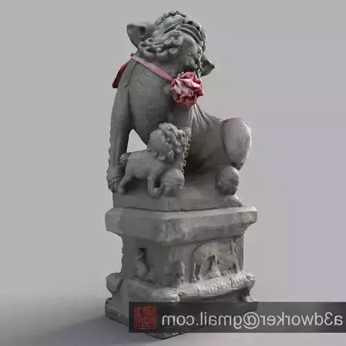 Lion-Statue-014F chinese lion statue Low-poly 3D model
