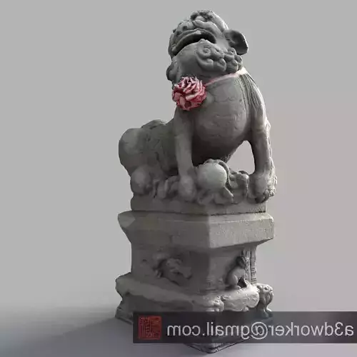 Lion-statue-014M chinese lion statue Low-poly 3D model