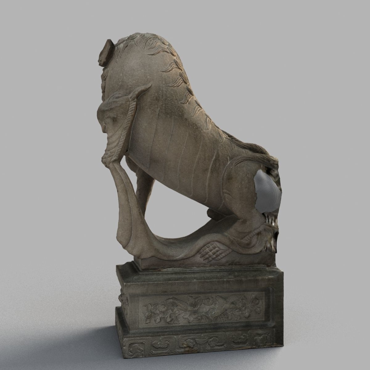 Lion-Statue-015M lion statue Low-poly 3D model_4