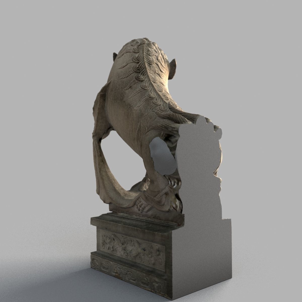 Lion-Statue-015M lion statue Low-poly 3D model_3