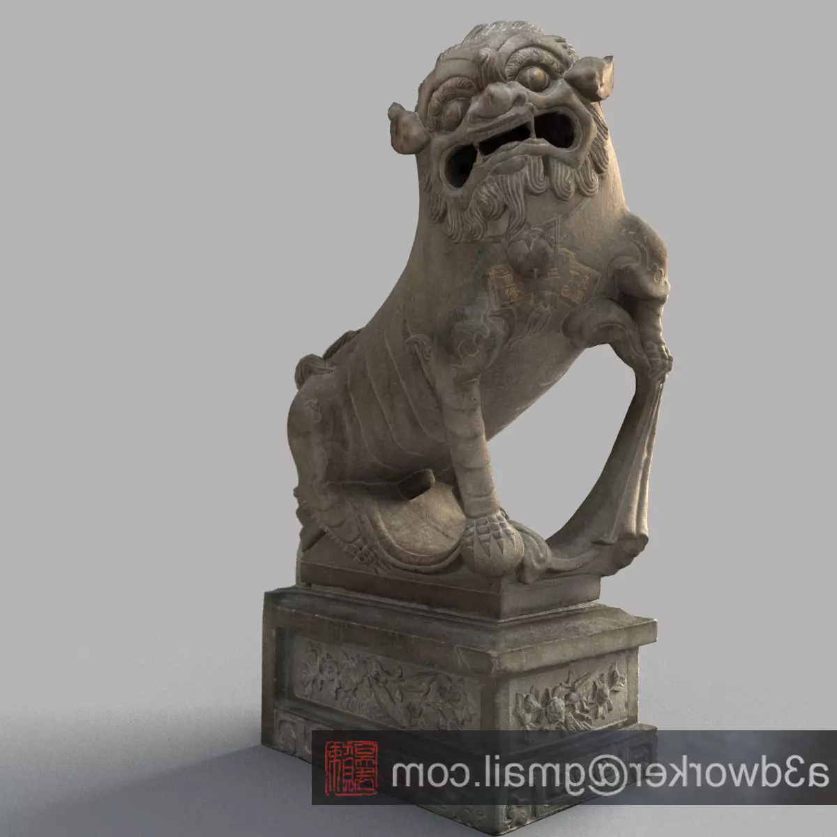 Lion-Statue-015M lion statue Low-poly 3D model_0