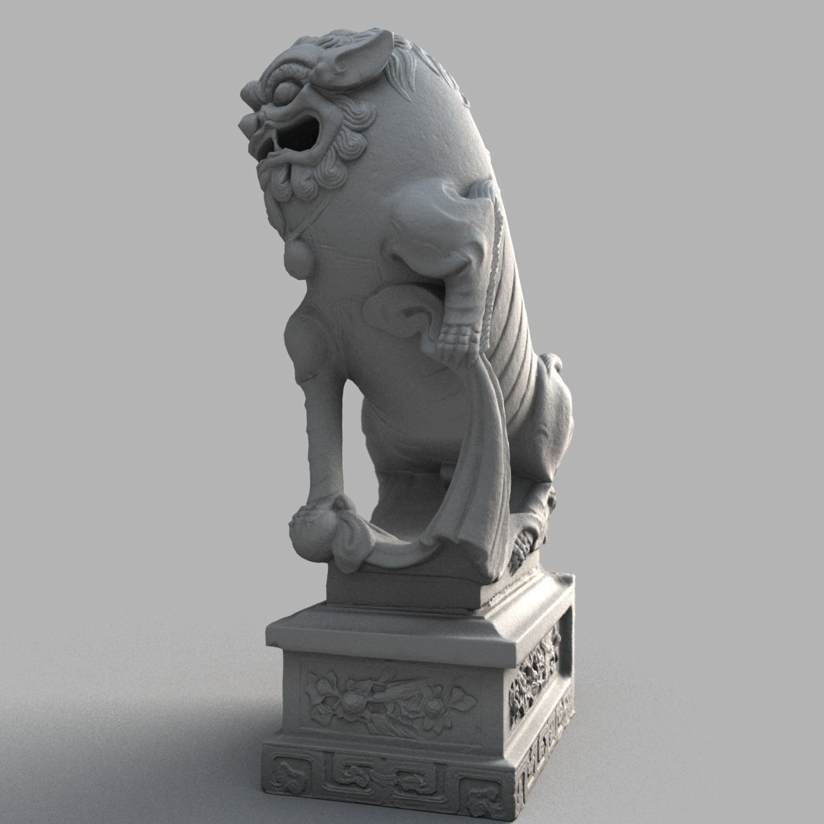 Lion-Statue-015M lion statue Low-poly 3D model_11