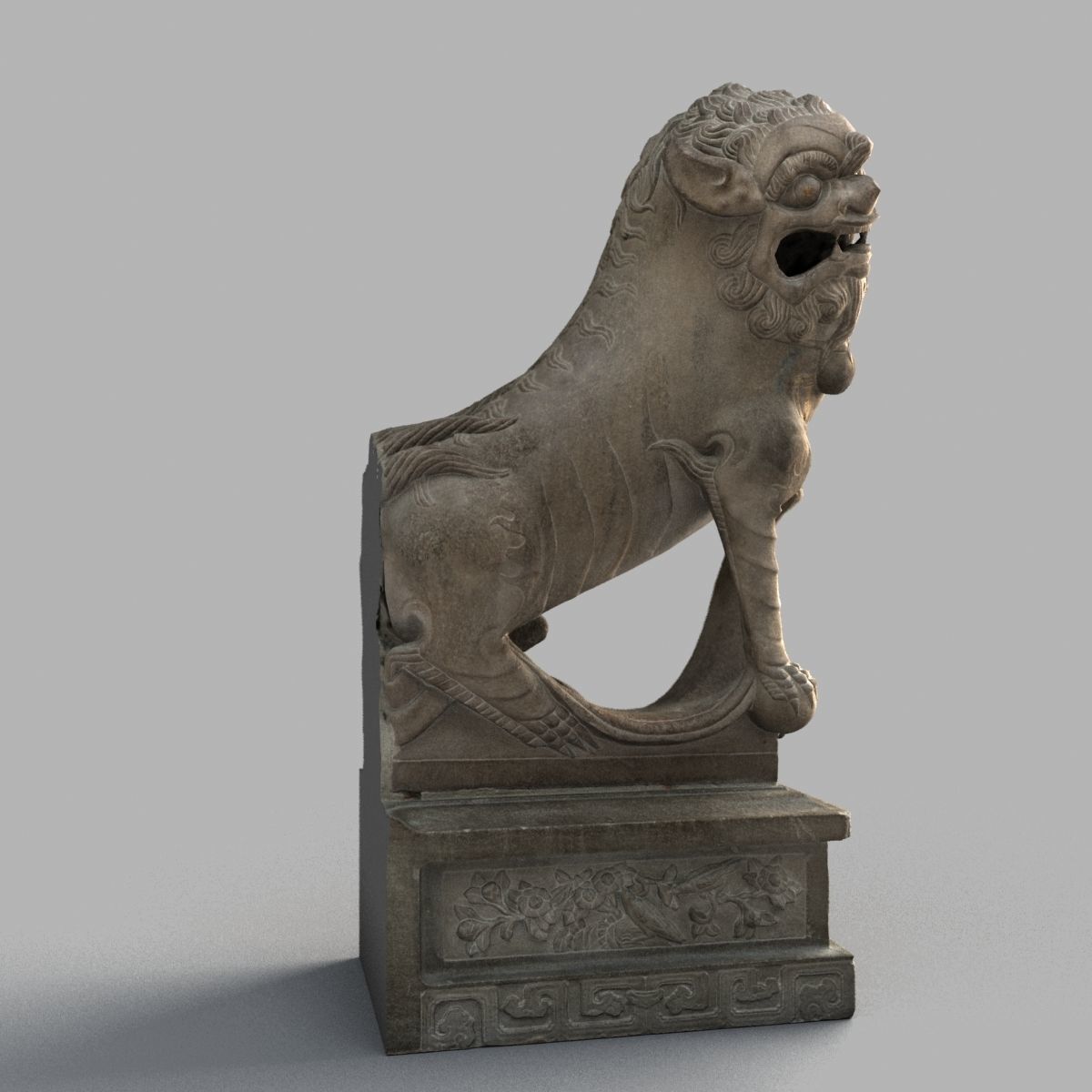 Lion-Statue-015M lion statue Low-poly 3D model_1