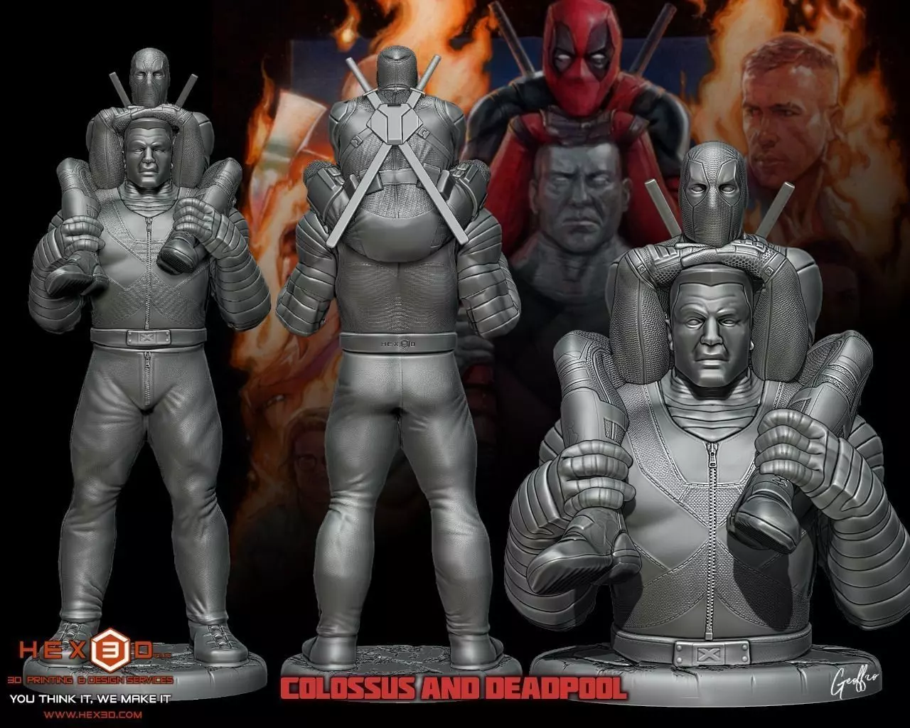 Colossus and Deadpool combo 3D print model