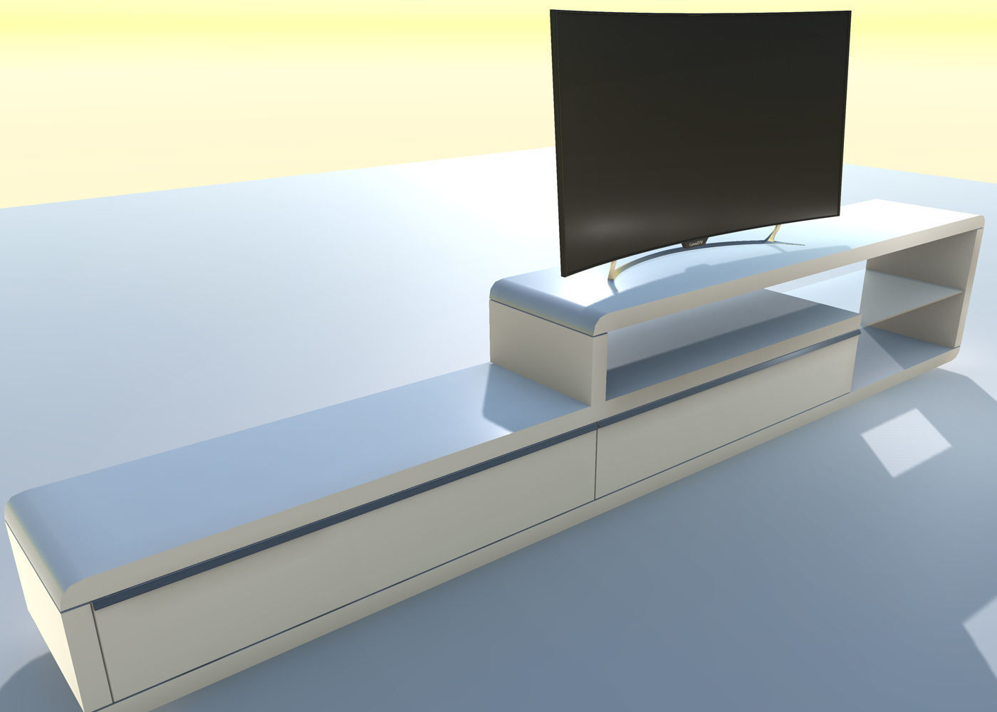 Curved TV HD with LOD Low-poly 3D model_1