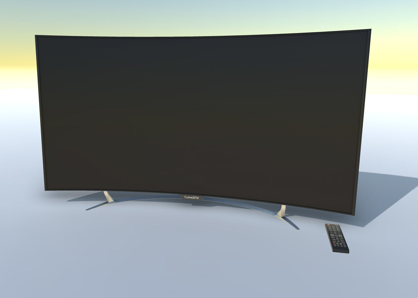 Curved TV HD with LOD Low-poly 3D model_2