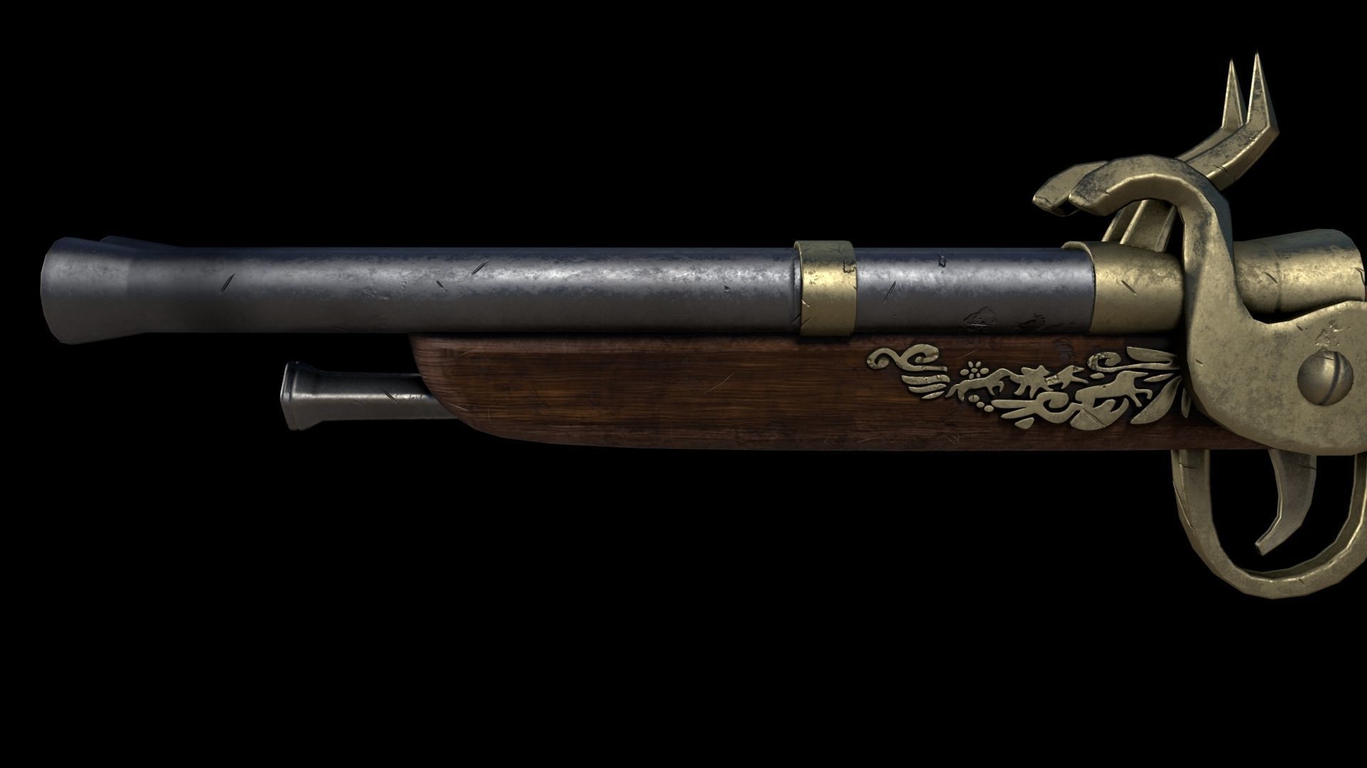 Gun Medieval Fantasy 3D model_4