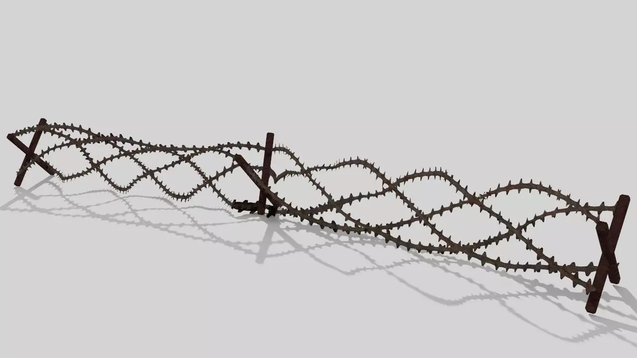 Barbwire barbed wire fence Free 3D model_0