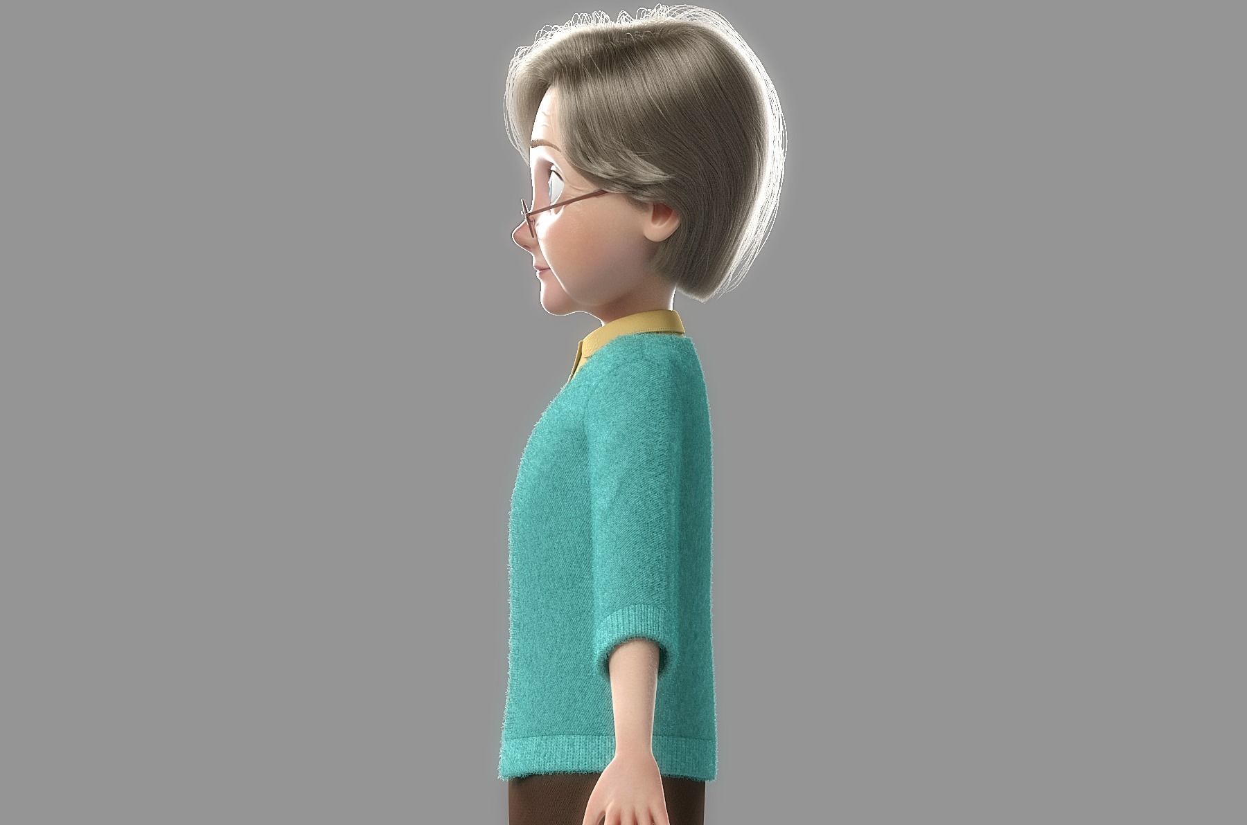 Cartoon Old Woman Rigged 3D model_15