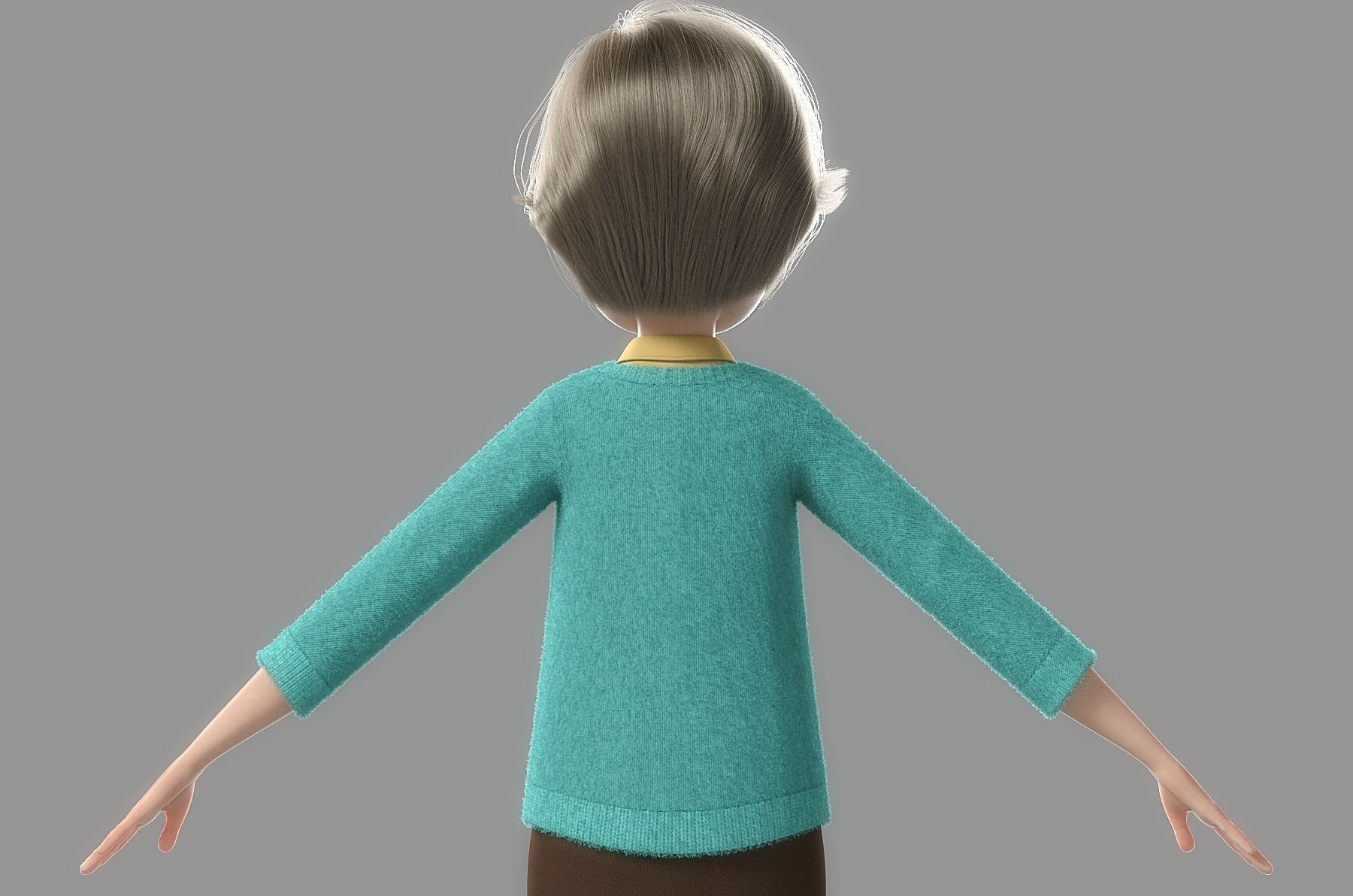 Cartoon Old Woman Rigged 3D model_17