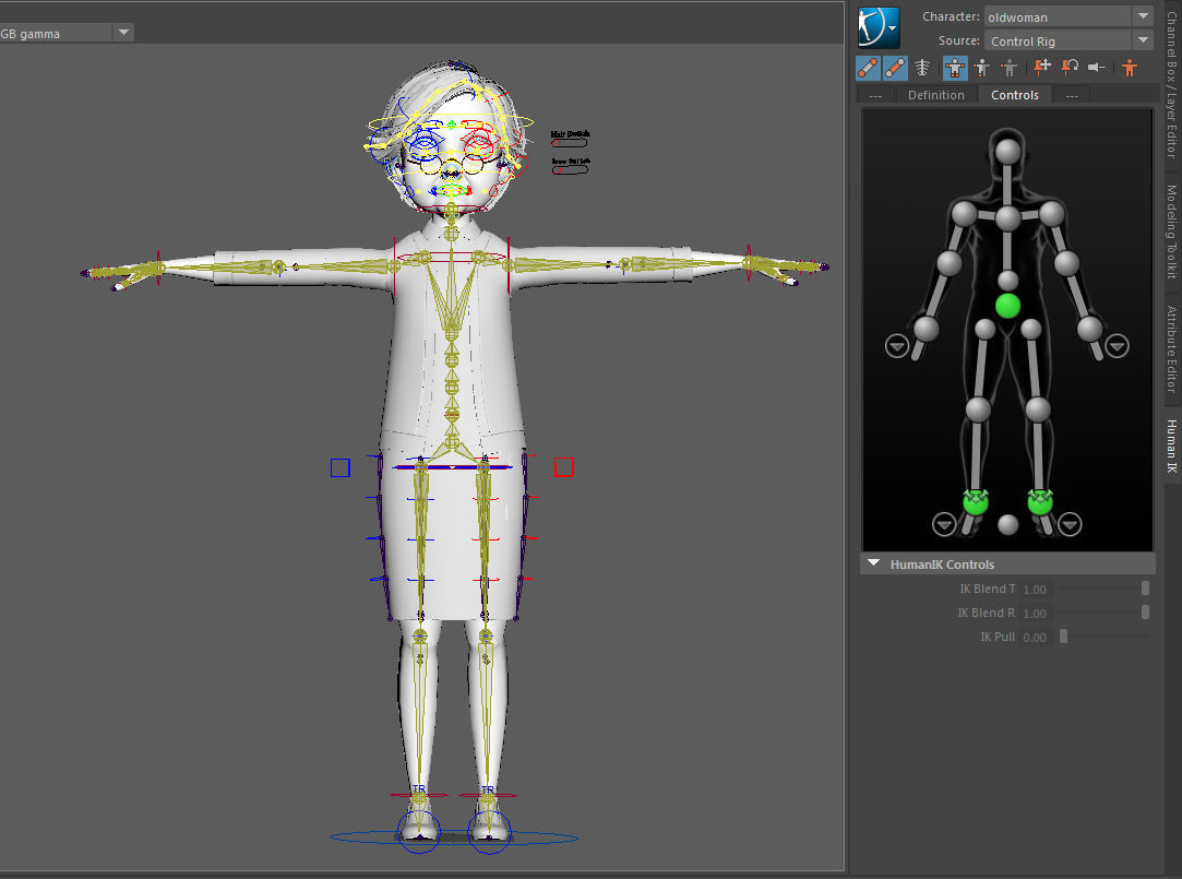 Cartoon Old Woman Rigged 3D model_40