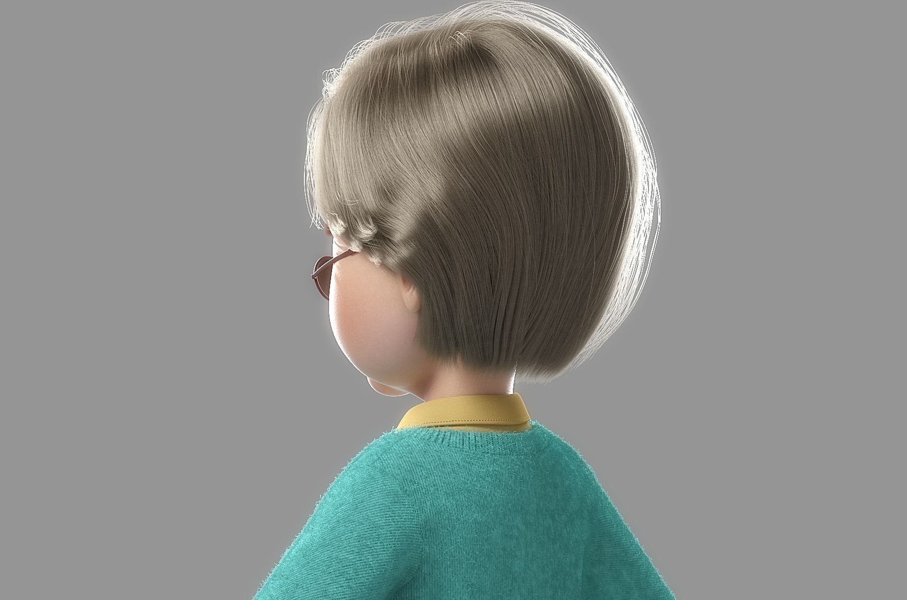 Cartoon Old Woman Rigged 3D model_8