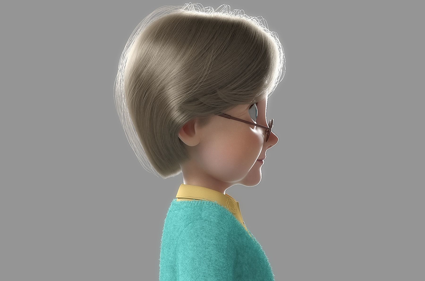 Cartoon Old Woman Rigged 3D model_11