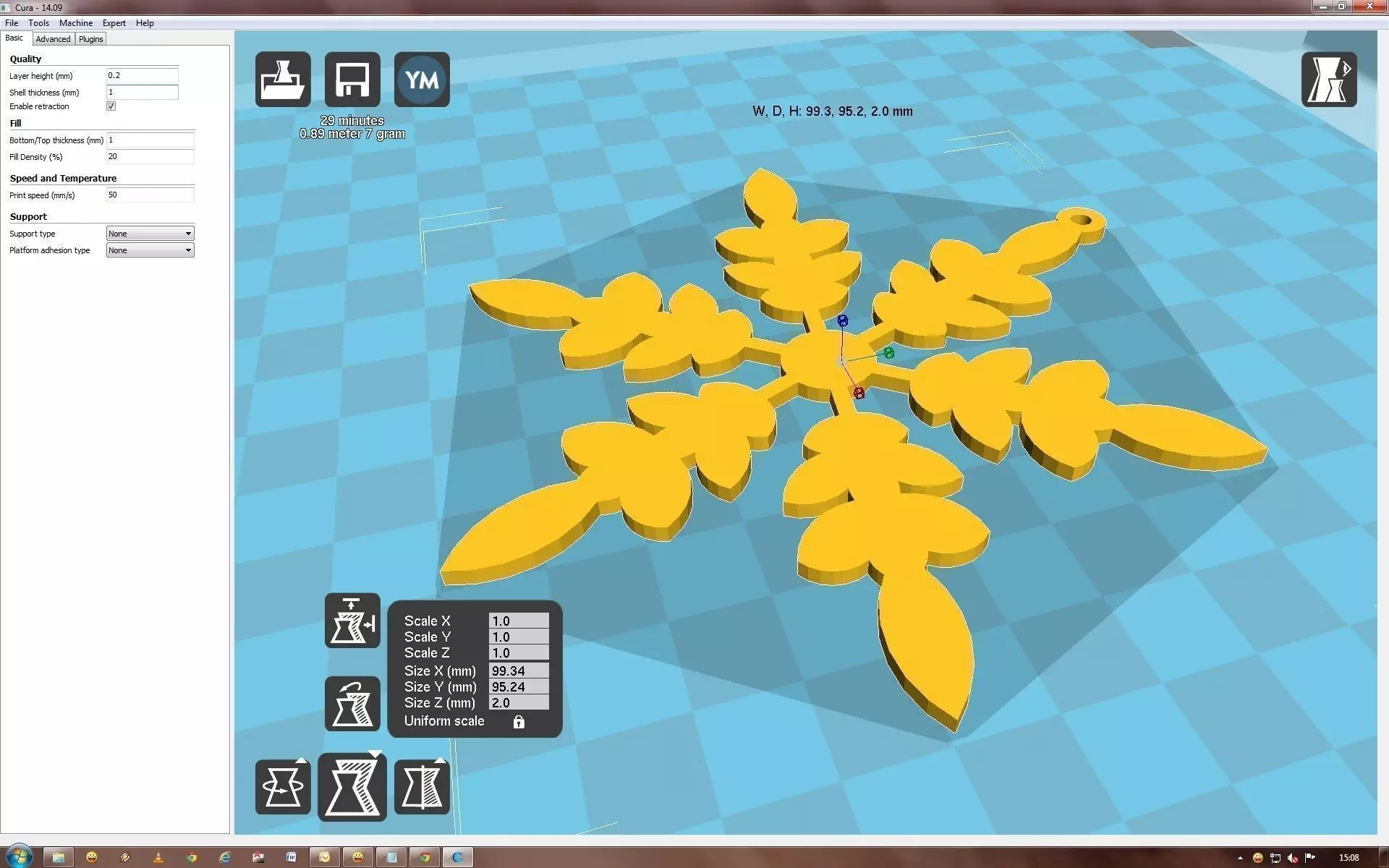 glob3 snowflake on computer screen 3D print model_0