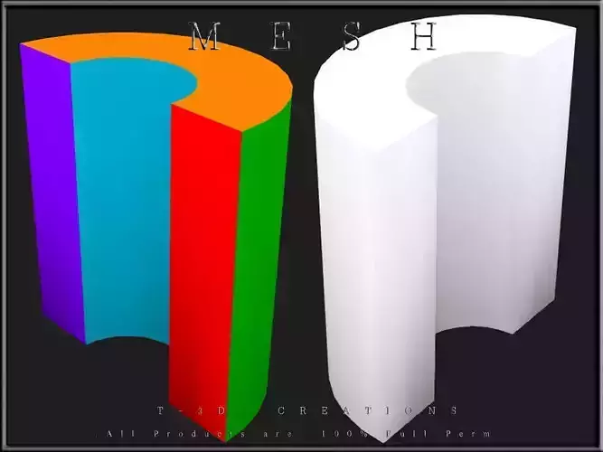 A Hollowed Circle Half Cylinder Low-poly 3D model
