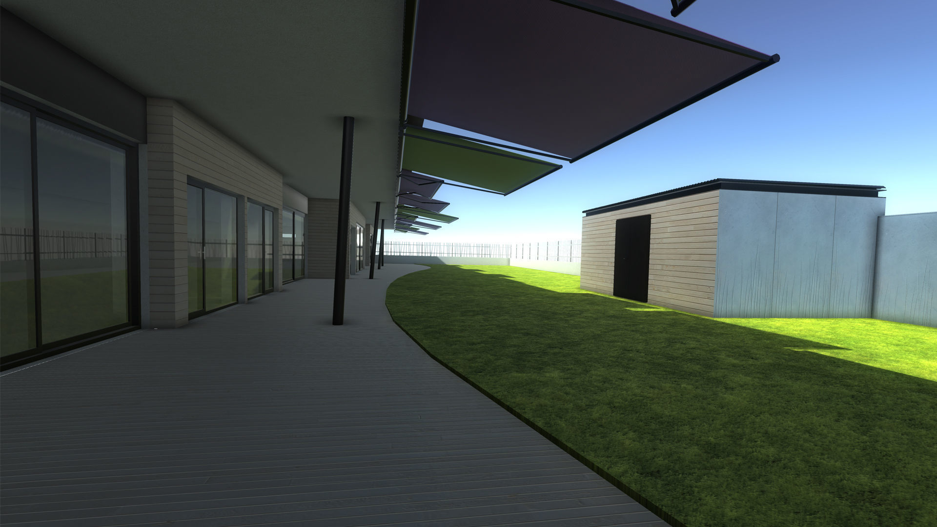 Apartment two story building Low-poly 3D model_9