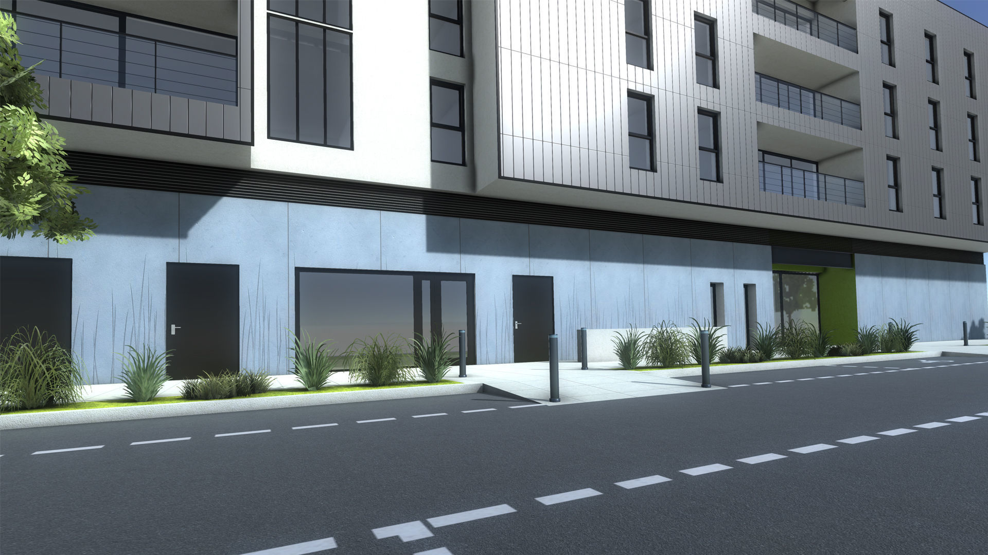 Apartment two story building Low-poly 3D model_2