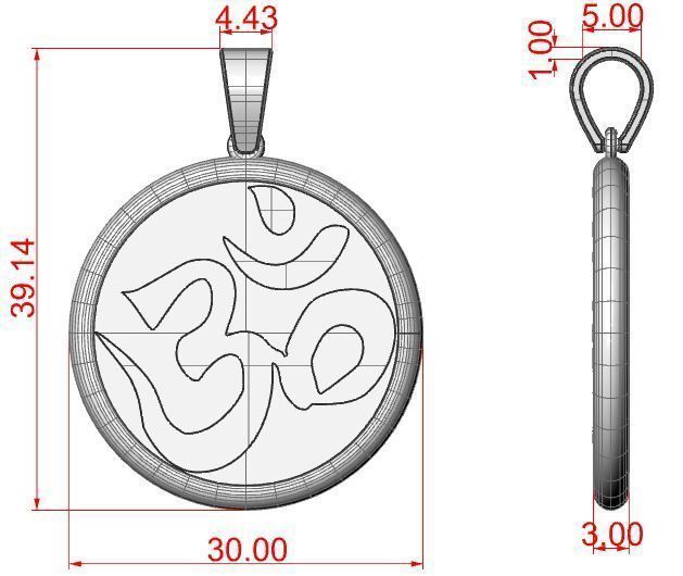Pendant symbol omkara in Devanagari 3D print model_7