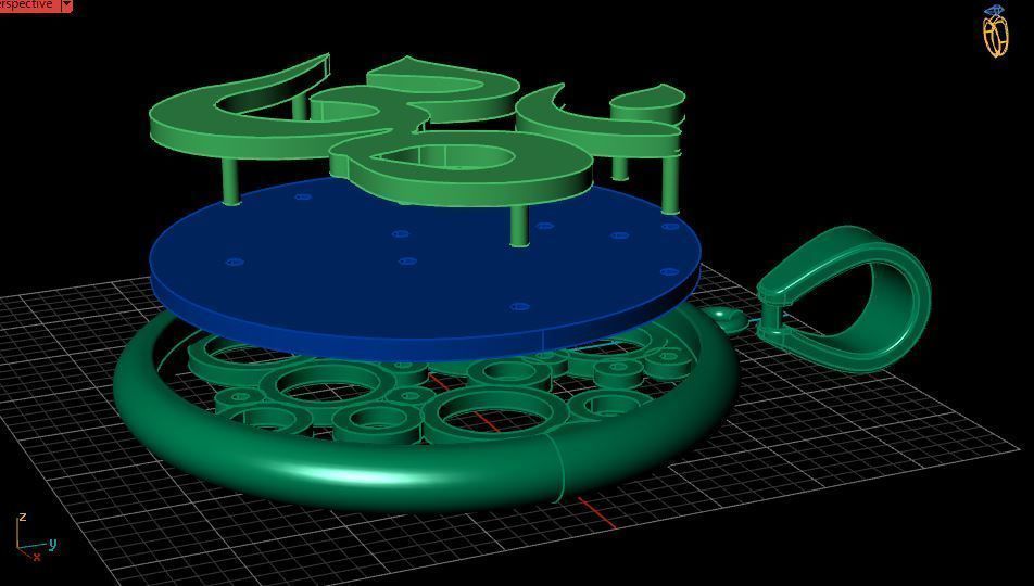 Pendant symbol omkara in Devanagari 3D print model_8