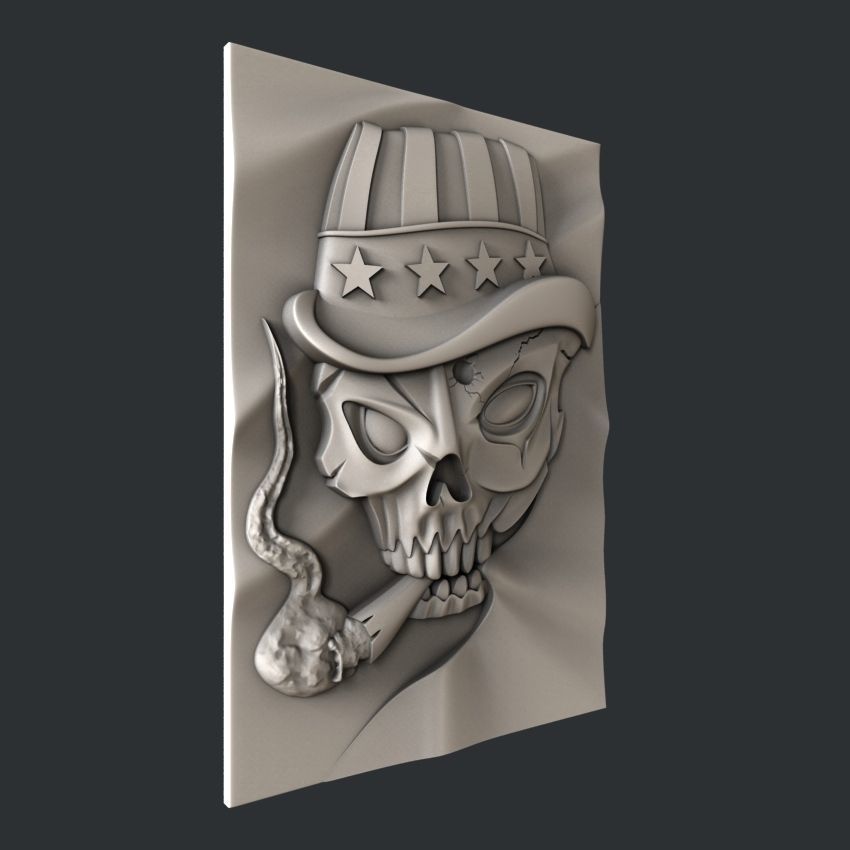 3d STL models for CNC skull USA 3D model_1