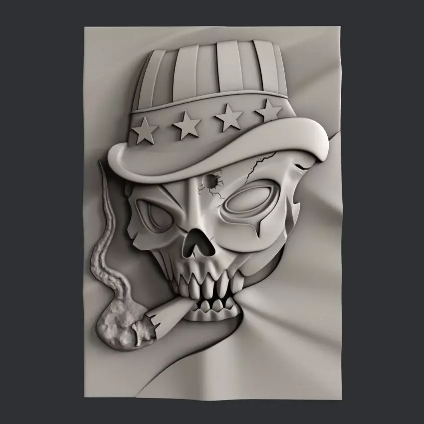 3d STL models for CNC skull USA 3D model_0