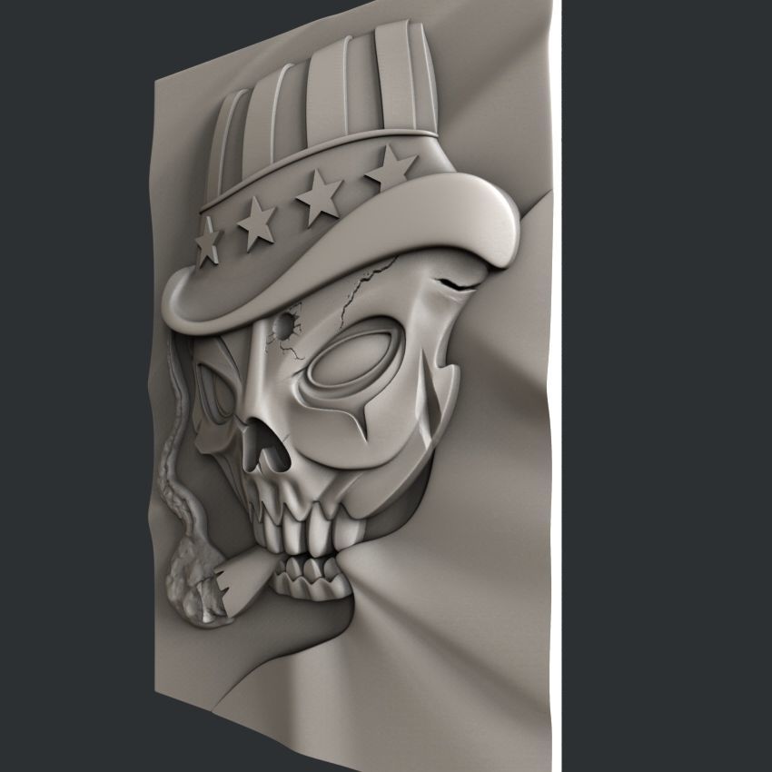 3d STL models for CNC skull USA 3D model_2