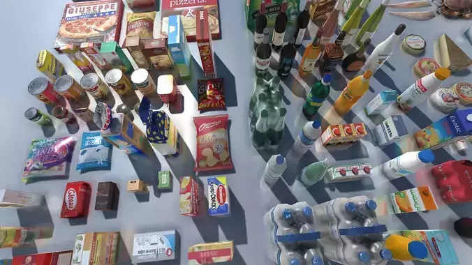 Supermarket Products with LOD Low-poly 3D model