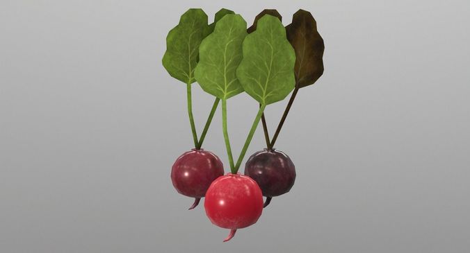 Radish three radishes Low-poly 3D model