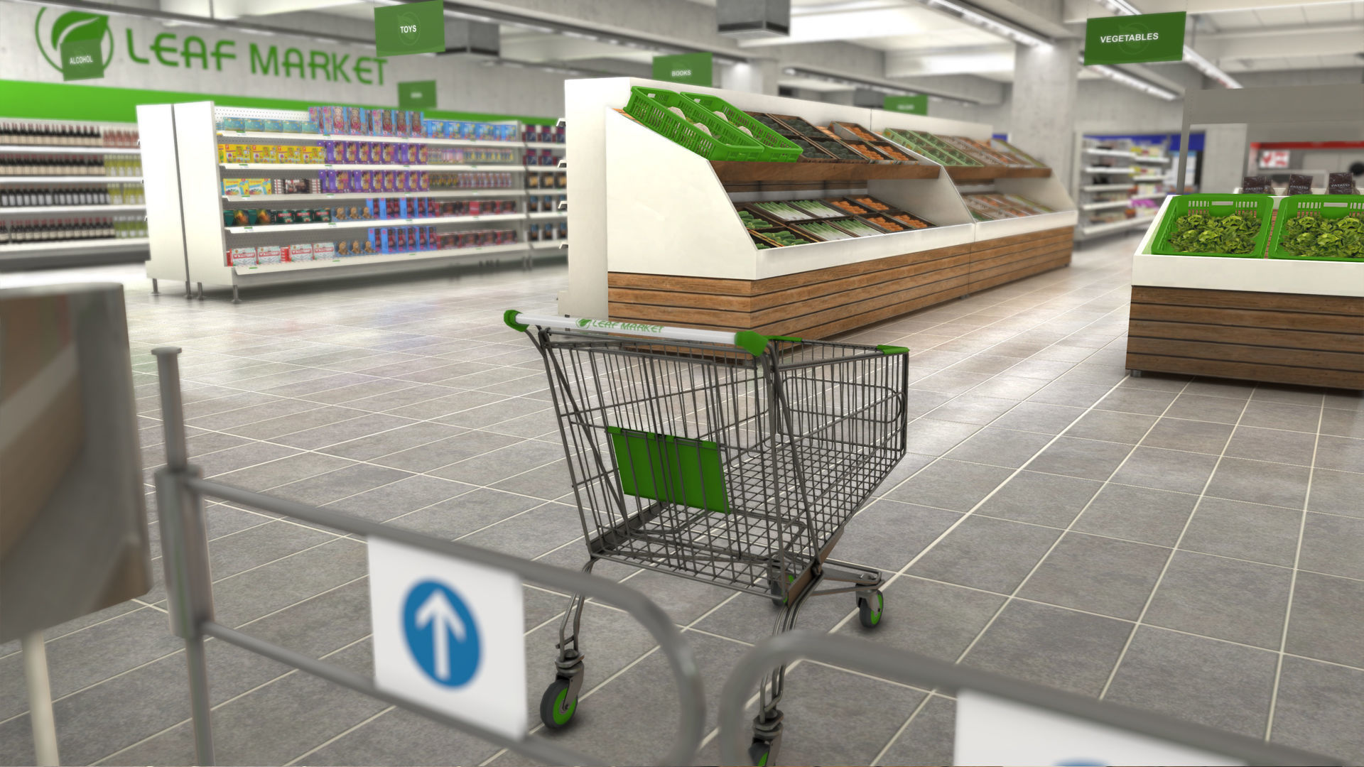 Supermarket interior with LOD Low-poly 3D model_8