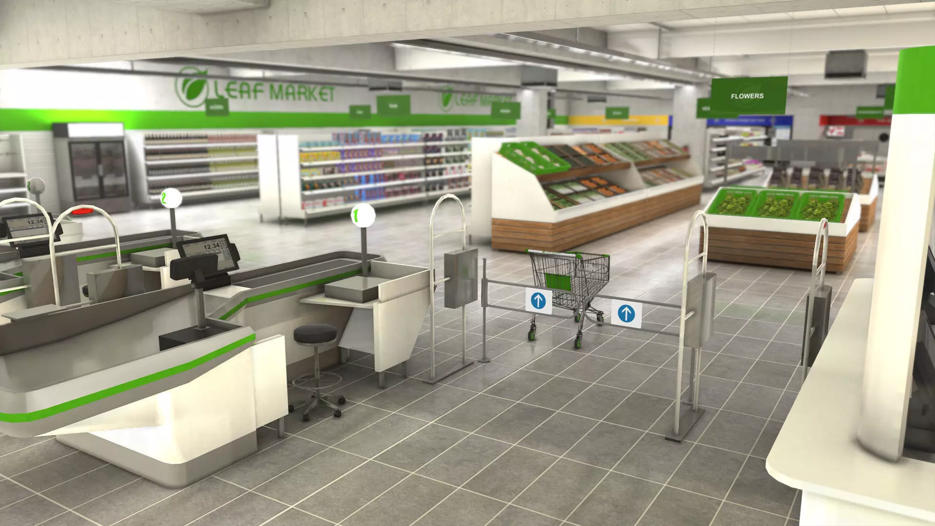 Supermarket interior with LOD Low-poly 3D model_0