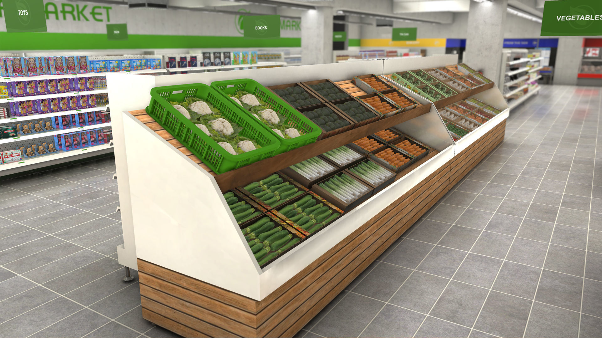 Supermarket interior with LOD Low-poly 3D model_11