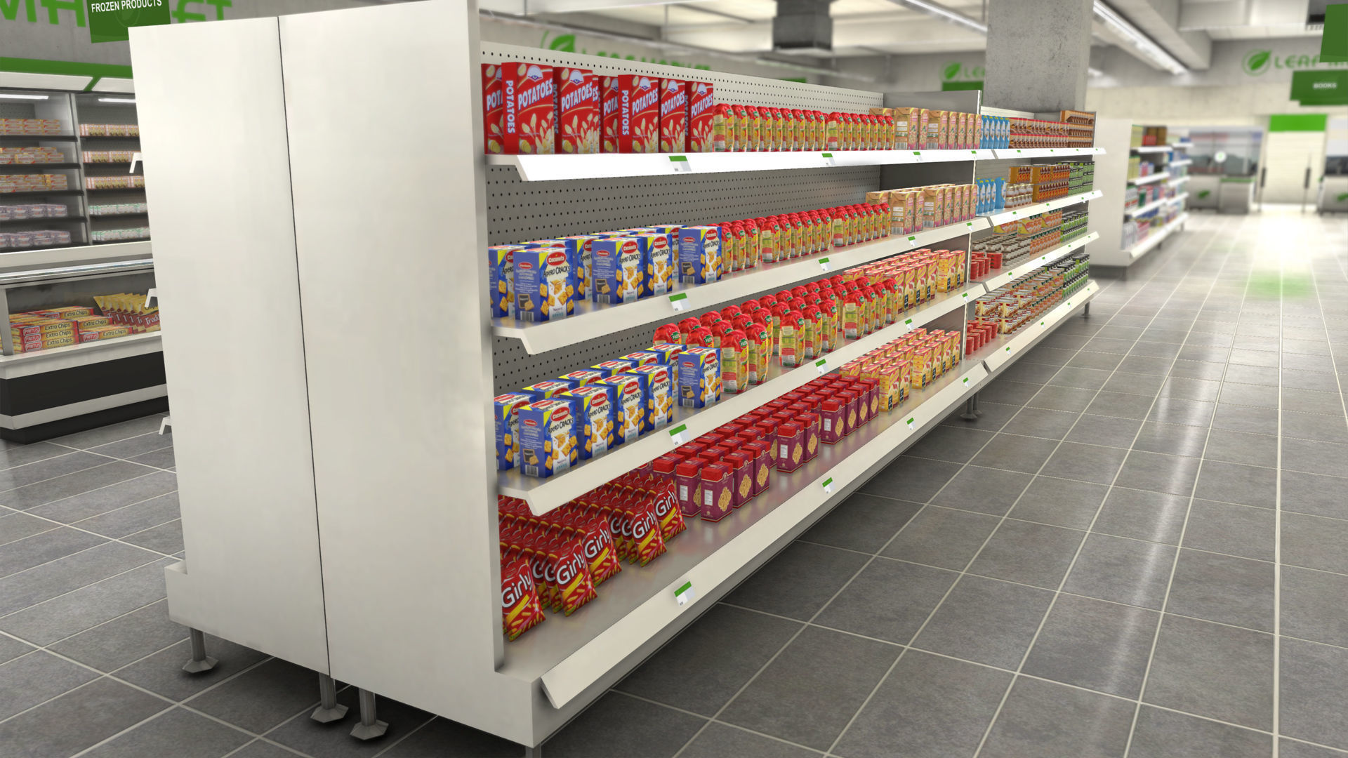 Supermarket interior with LOD Low-poly 3D model_57