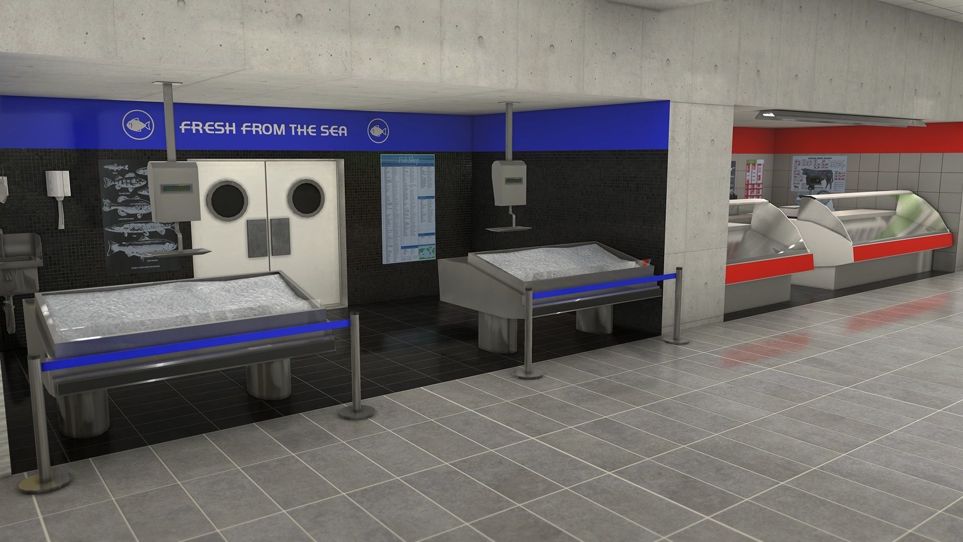 Supermarket empty Low-poly 3D model_5