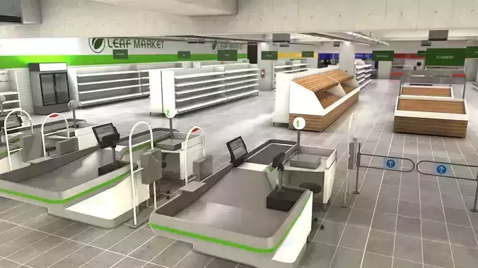 Supermarket empty Low-poly 3D model