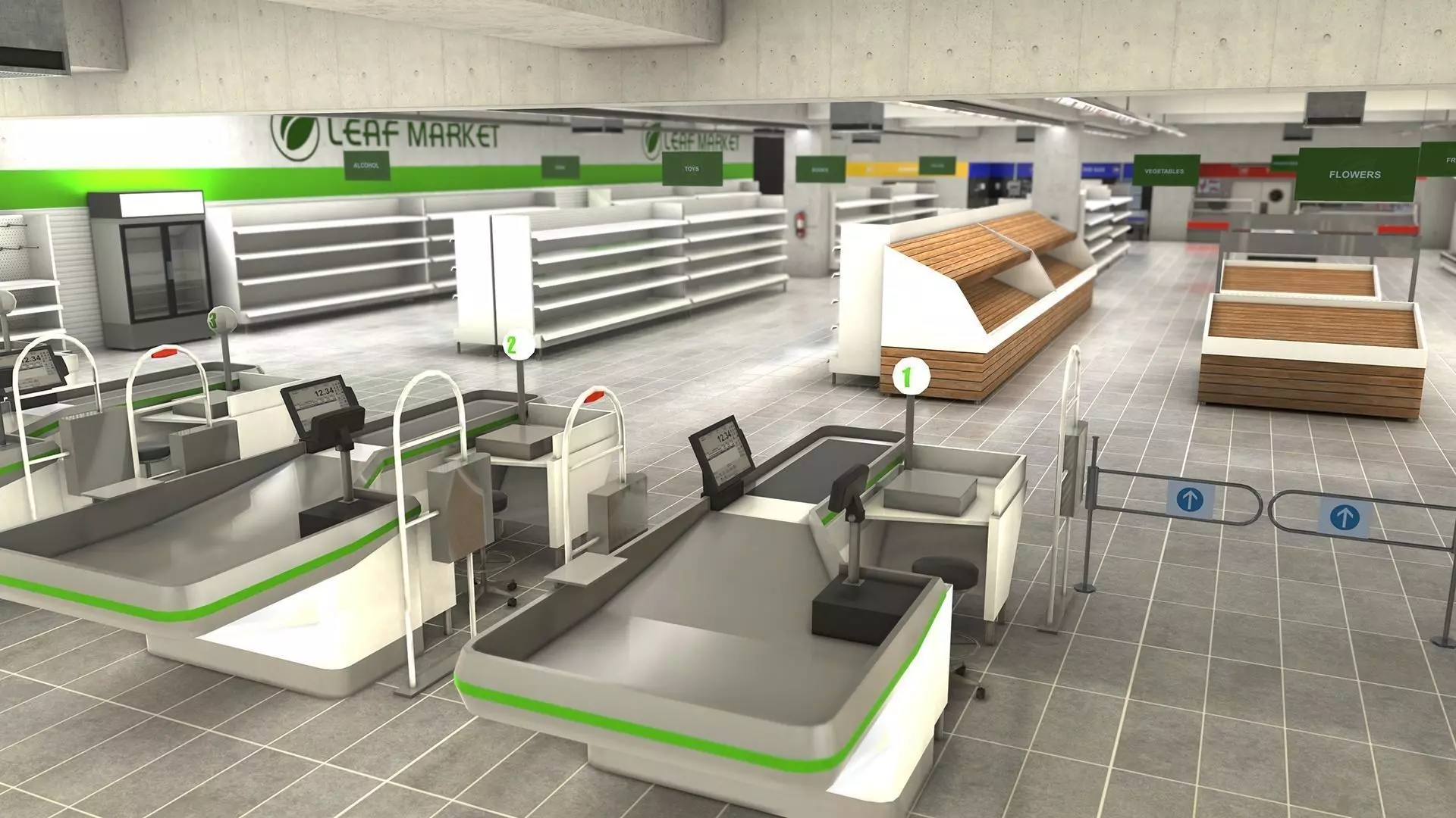 Supermarket empty Low-poly 3D model_0