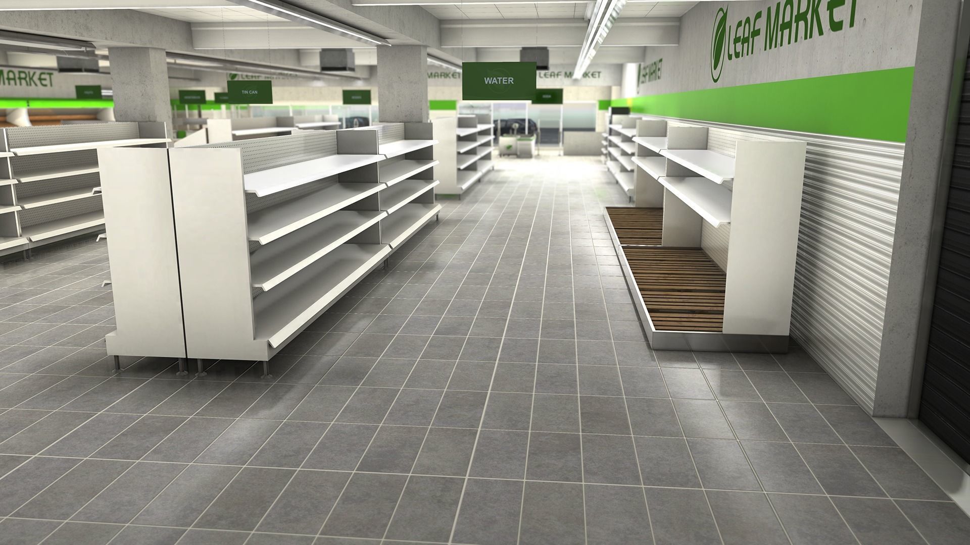 Supermarket empty Low-poly 3D model_4