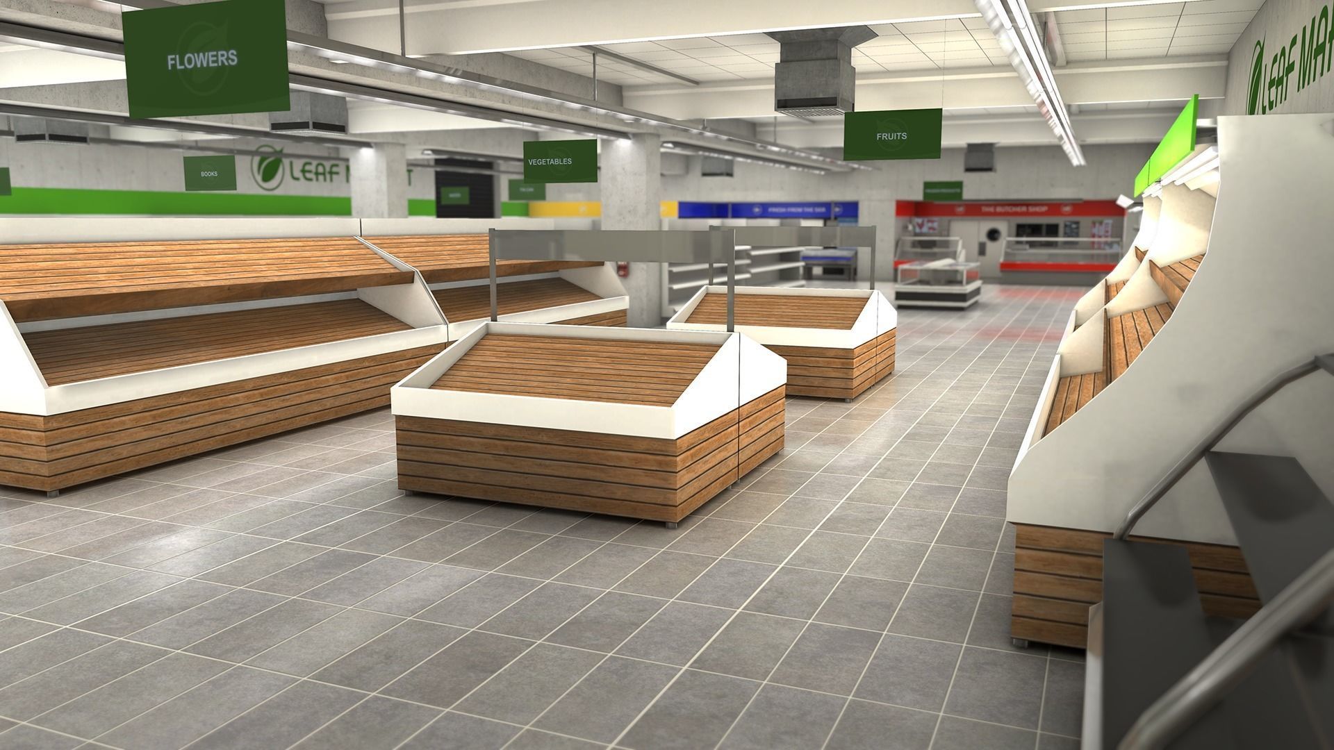 Supermarket empty Low-poly 3D model_6
