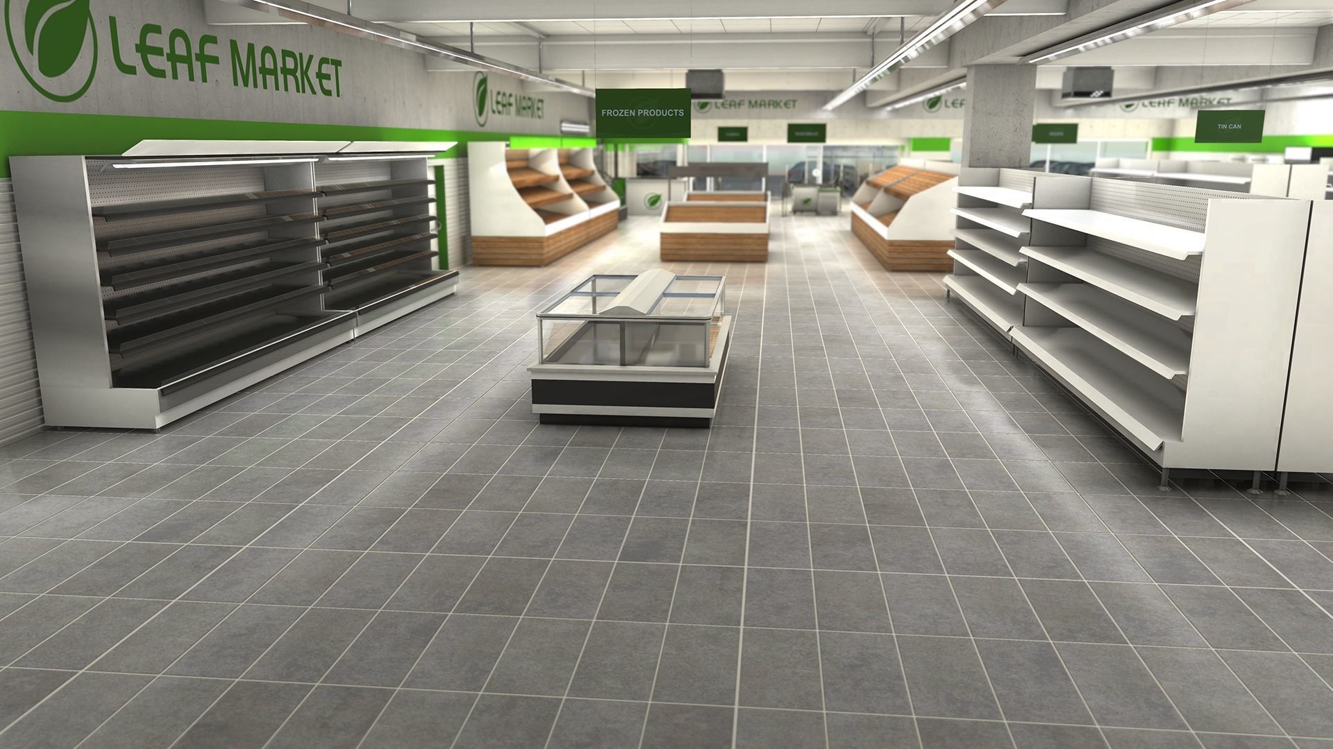 Supermarket empty Low-poly 3D model_3