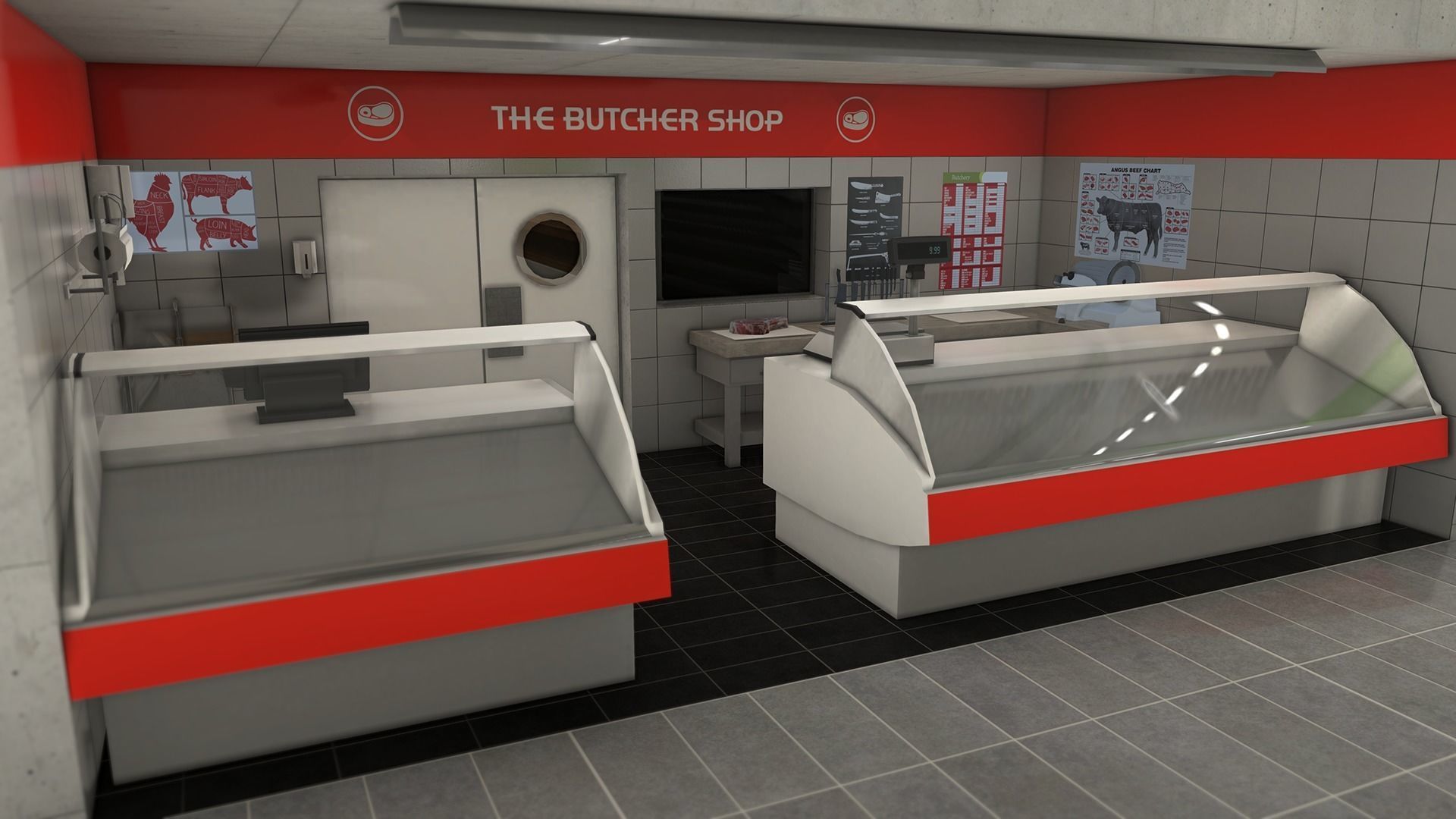 Supermarket empty Low-poly 3D model_8