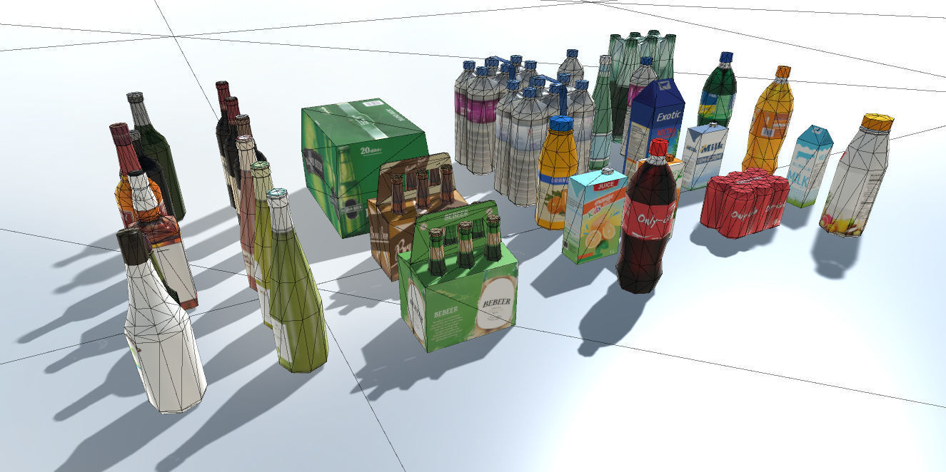 Drink products with LOD Low-poly 3D model_1