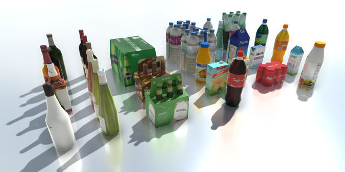 Drink products with LOD Low-poly 3D model