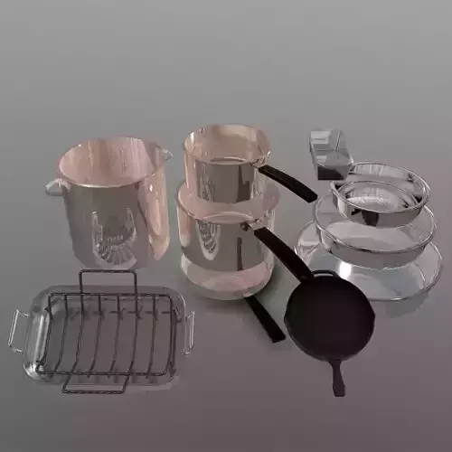Pots and Pans Low-poly 3D model