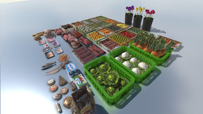 Fresh products with LOD Low-poly 3D model 5