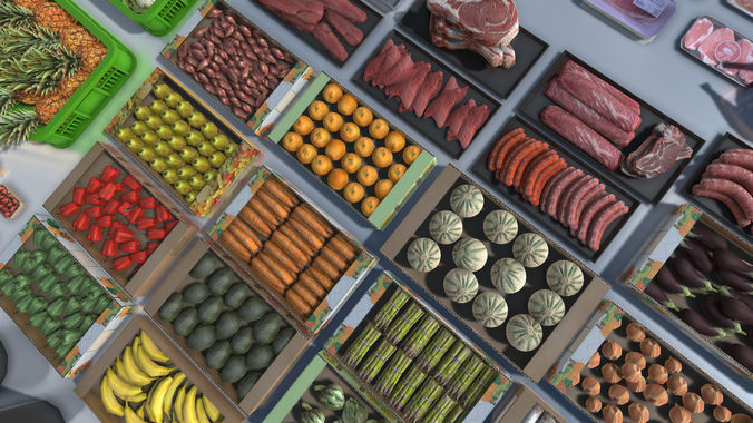 Fresh products with LOD Low-poly 3D model 4