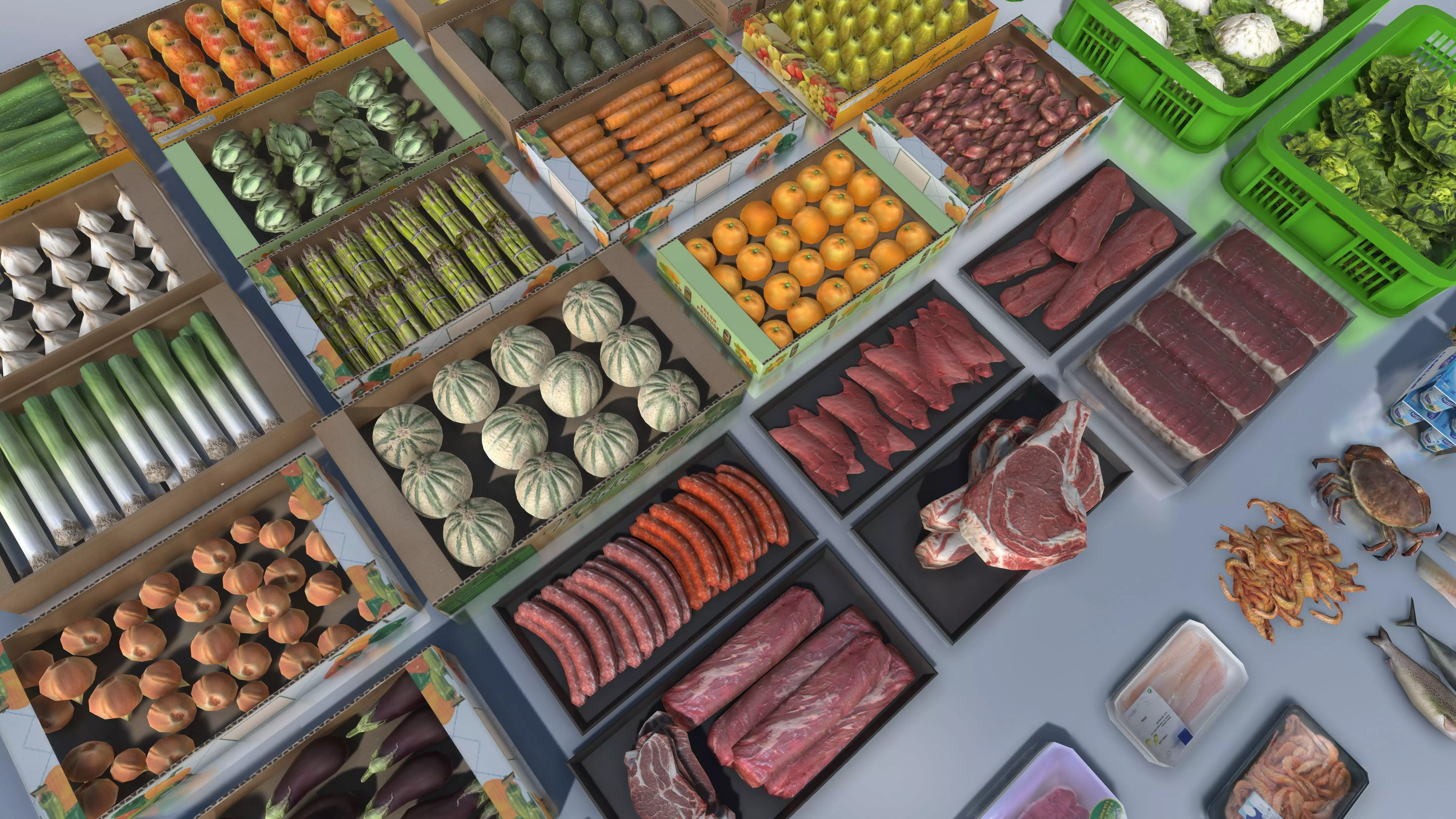 Fresh products with LOD Low-poly 3D model