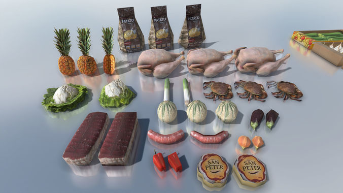 Fresh products with LOD Low-poly 3D model 7