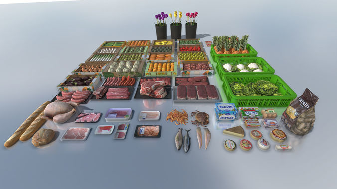 Fresh products with LOD Low-poly 3D model 6