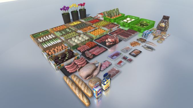 Fresh products with LOD Low-poly 3D model 2
